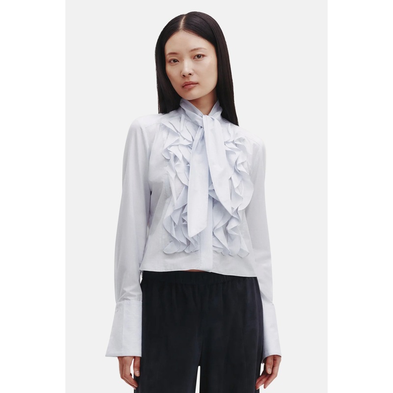 Patti Top with Tie in Garcon Cotton White/Indigo Stripe
