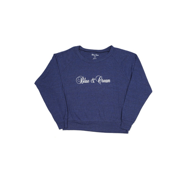 Script Long Sleeve Crewneck Tee Navy