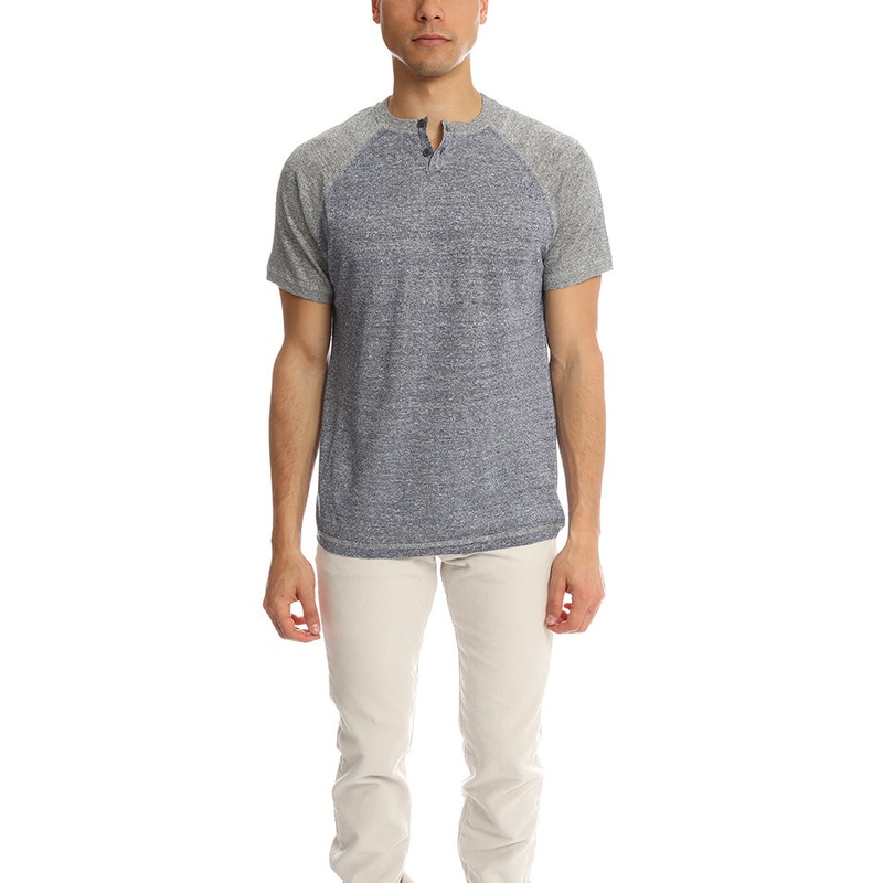 Short Sleeve Raglan Henley Hercules Blue
