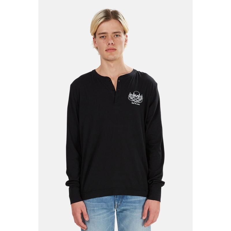 Skull Henley Black|S|M|L|XL|XXL
