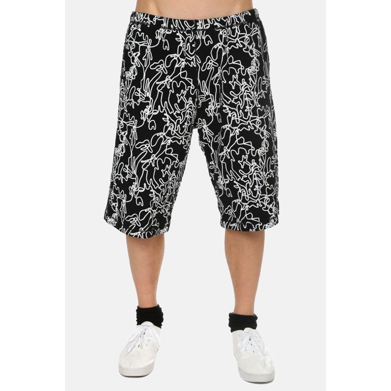 French Terry Bermuda Printed Shorts Black