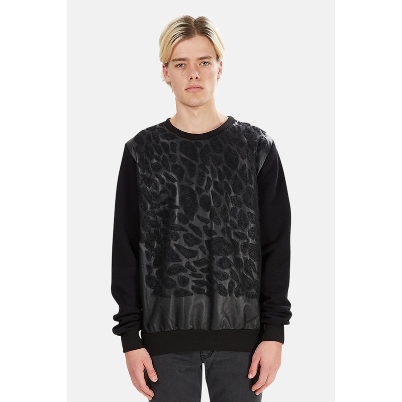 Giorgio Brato Leather Leopard Sweatshirt