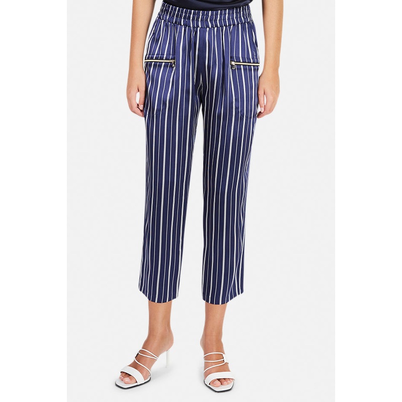 Leigh Silk Pants Navy/Ivory|XS|S|M|L