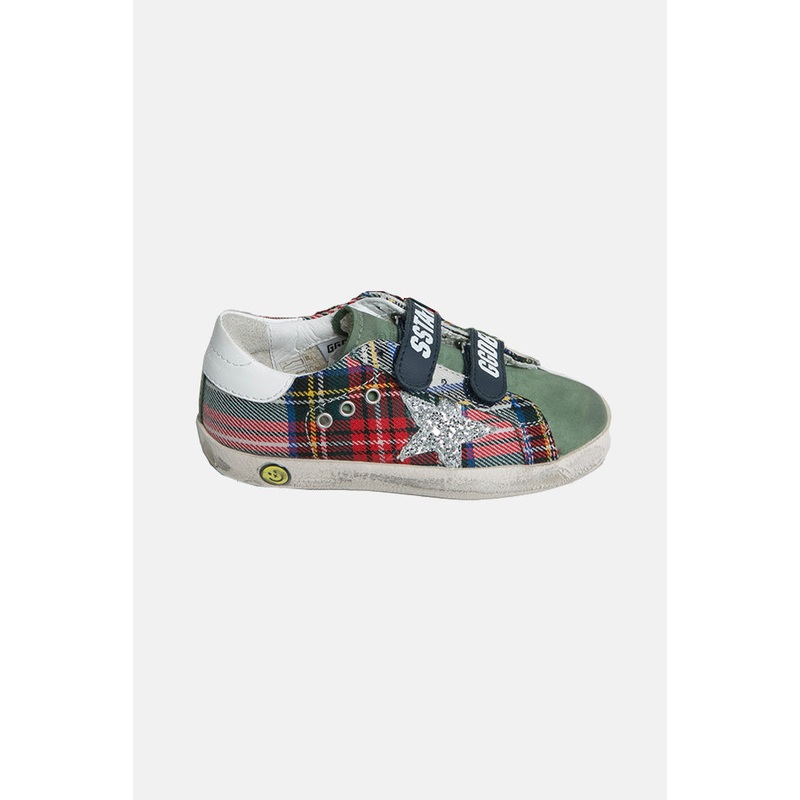 Toddler Old School Low Top Sneaker Red Check Wool/Glitter Star