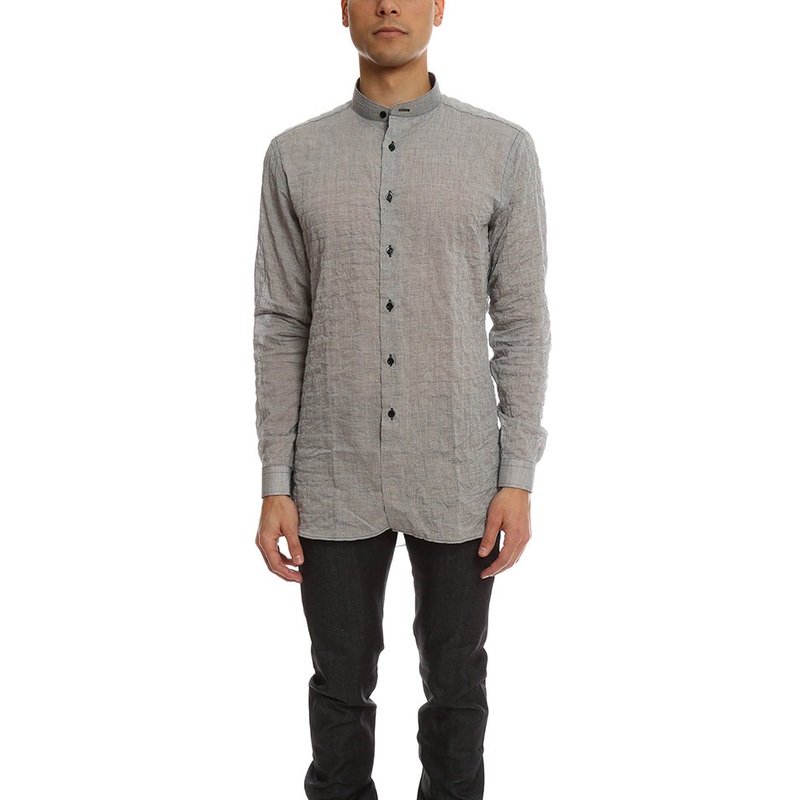 Naked & Famous Long Shirt Crinkle Horizontal Stripes