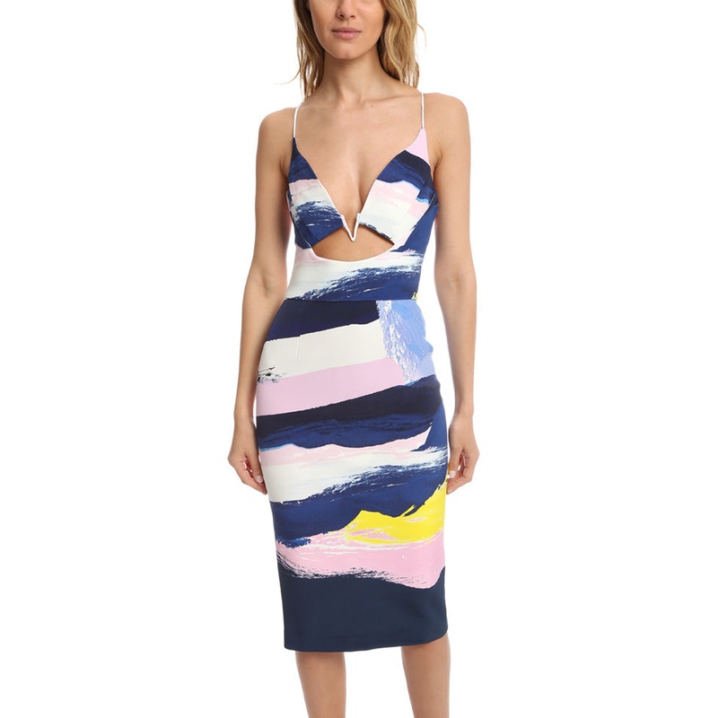Nicholas Paint Stripe V Wire Dress