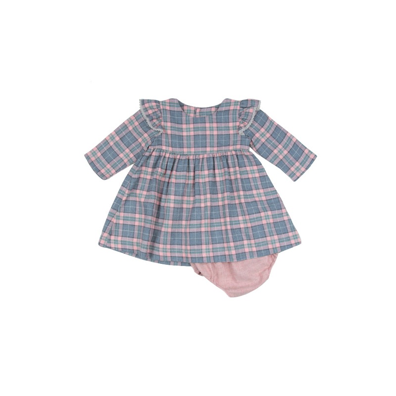 Poeme & Poesie Plaid Dress with Lace Trim