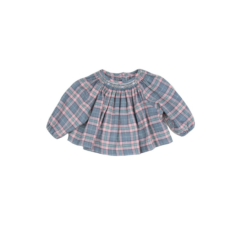 Poeme & Poesie Plaid Smocked Top