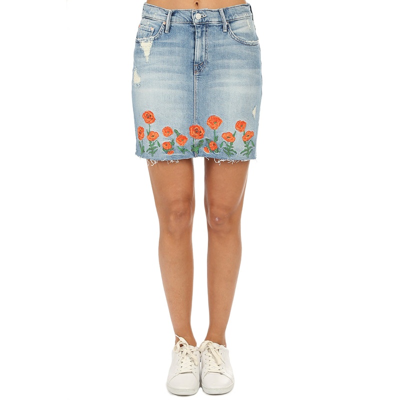 The Straight A Mini Fray Skirt Denim Quite Contrary