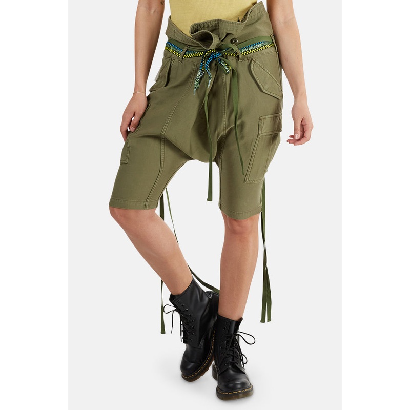 Rolled Waist Cargo Short Olive