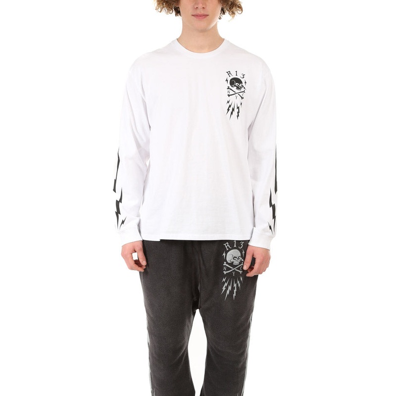 Skull Bolt Long Sleeve Tee White