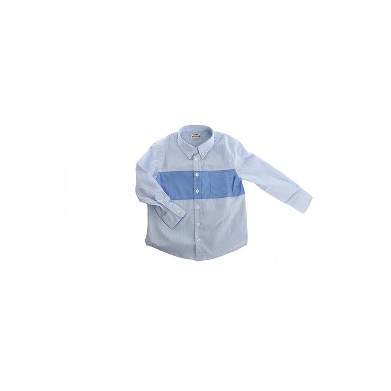 Acne Studios Mini Isherwood Blue Stripe Colorblock Button Up