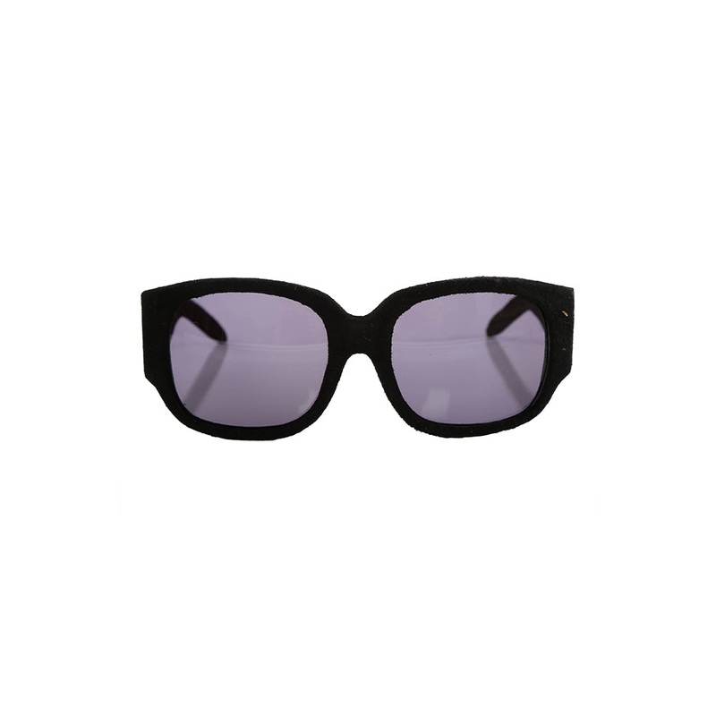 Alexander Wang Black Suede Curve Rectangle Sunglasses