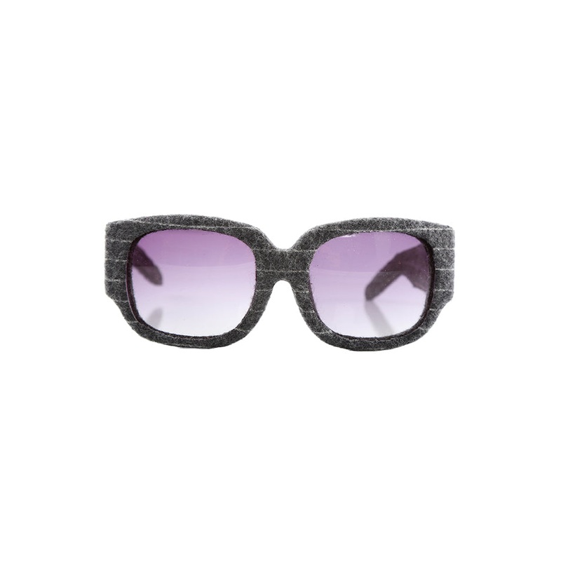 Alexander Wang Grey Pinstripe Curved Rectangle AW/8/4 Sunglasses