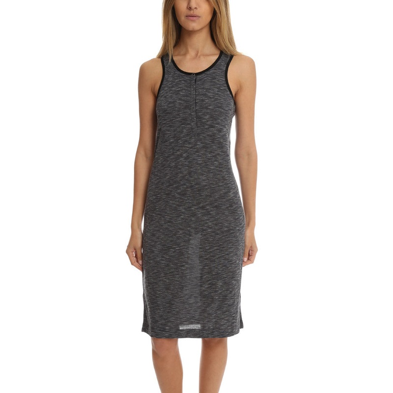 ATM Sleeveless Melange Henley Dress