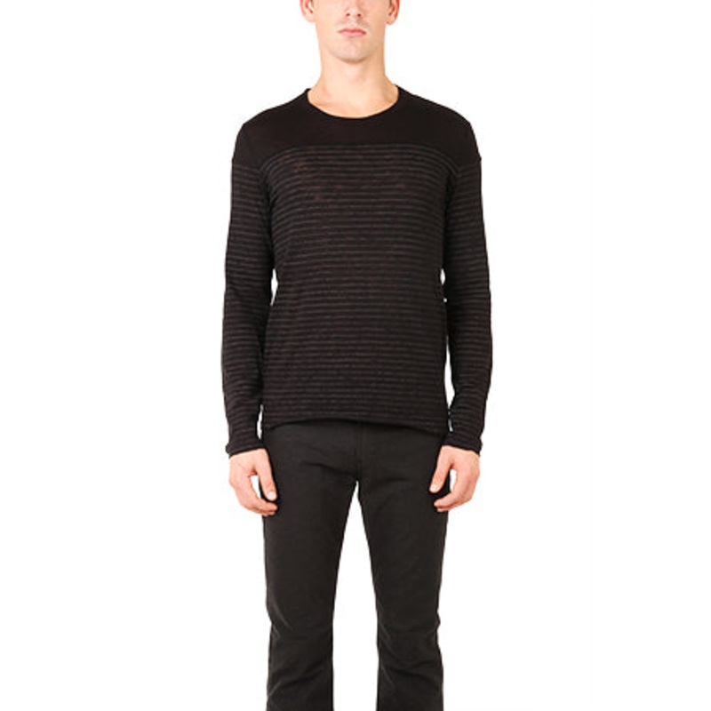 ATM Striped Crew Contrast Yoke Shirt