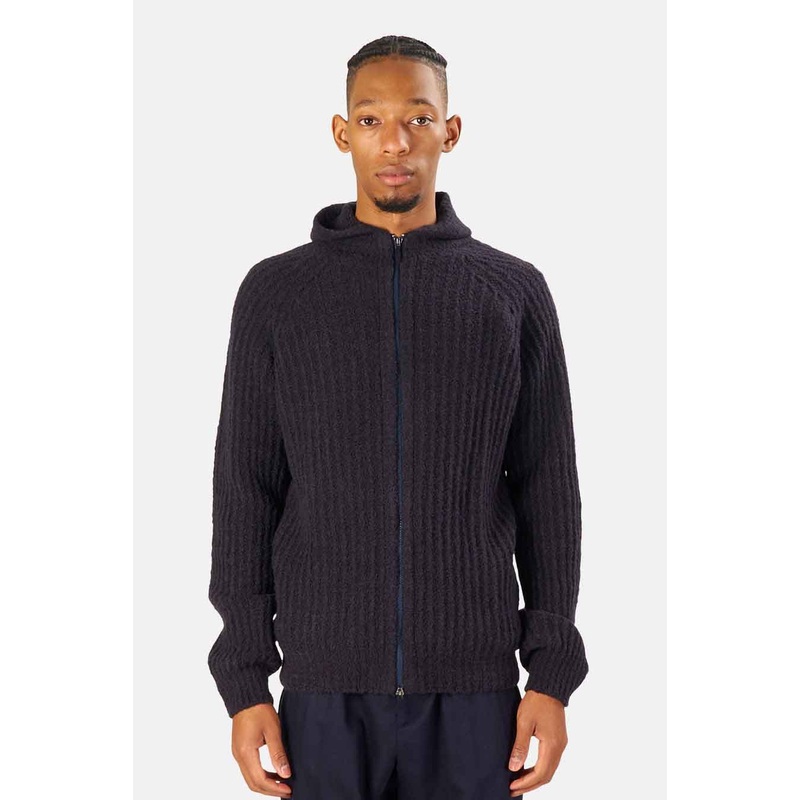 Chunky Rib Zip Hoodie Navy|S|M|L|XL|XXL