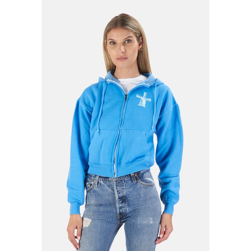 Been Here Forever Windmill Crop Hoodie Blue