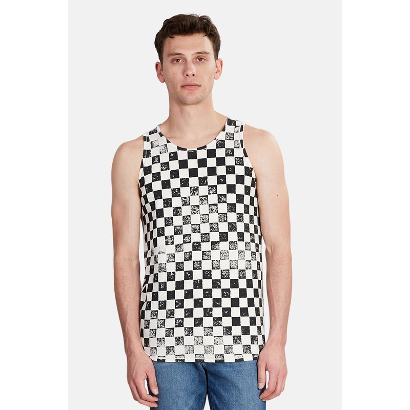 Black Checkerboard Jungmaven Checkerboard Tank Top