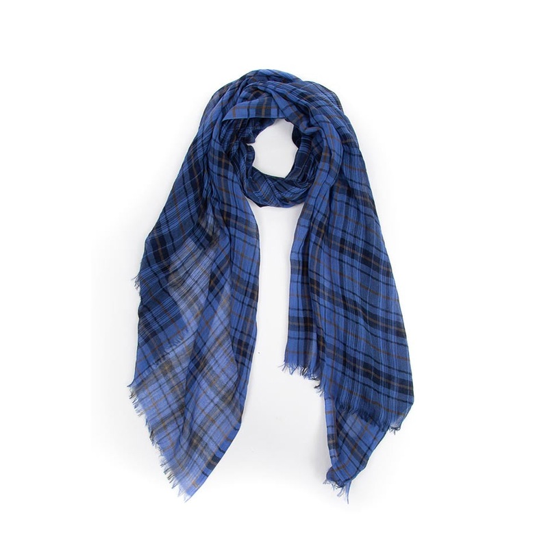 Blue Lanvin Plaid Scarf|OS