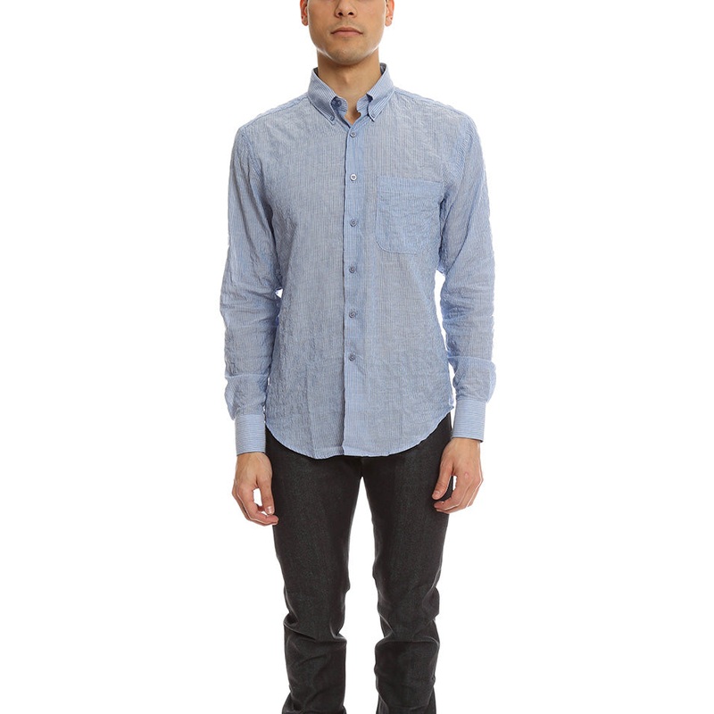 Blue Naked & Famous Regular Shirt Lightweight Pencil Stripes