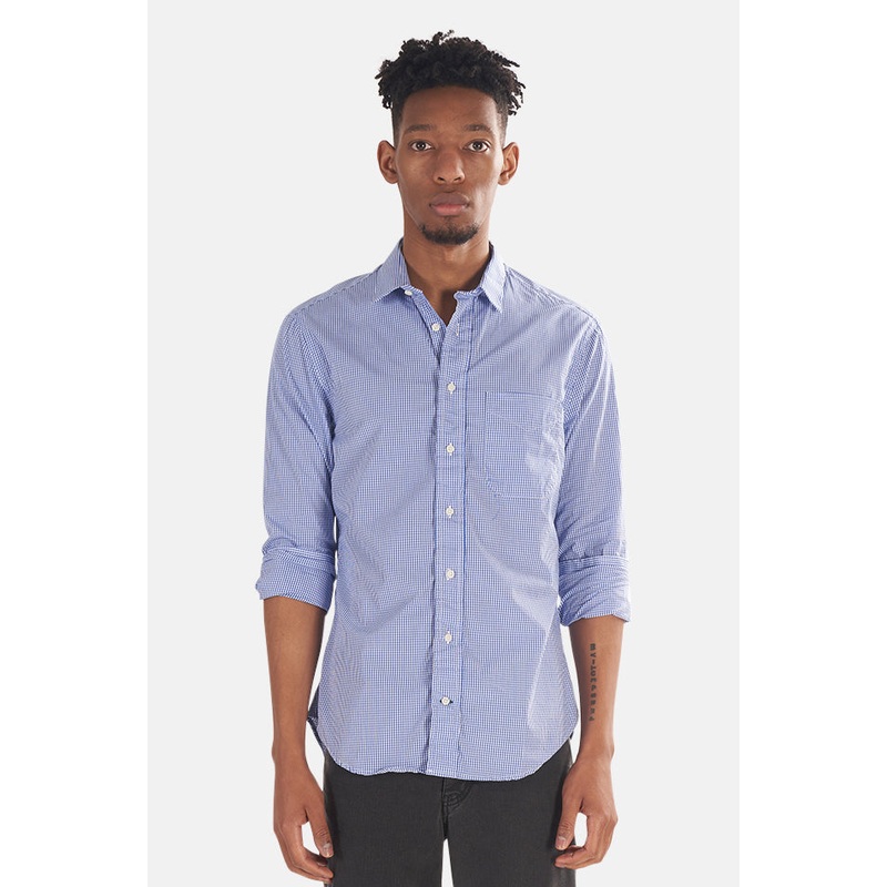 Gingham Micro Check Button Down Blue