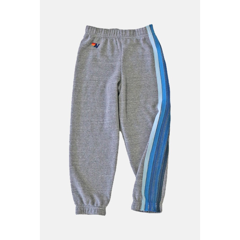 Kids 5 Stripe Sweatpants Heather Grey/Blue Stripes