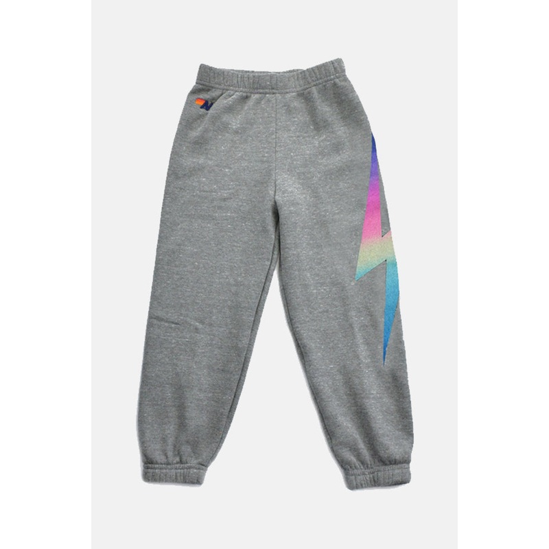 Kids Bolt Print Sweatpants Heather/Rainbow Pink