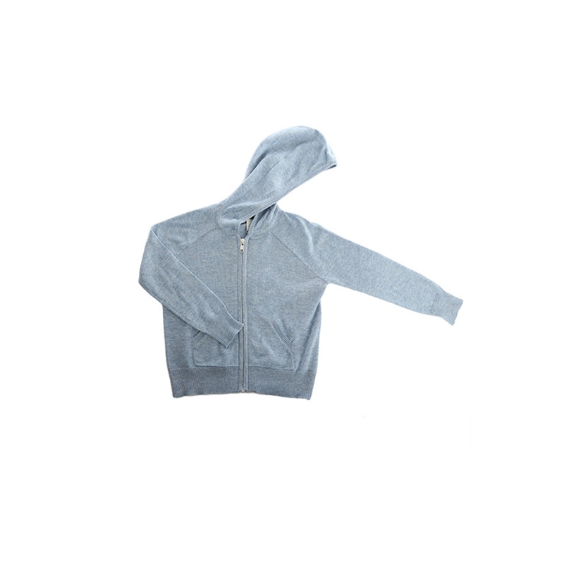 Kids Cashmere Zip Hoodie Baby Blue