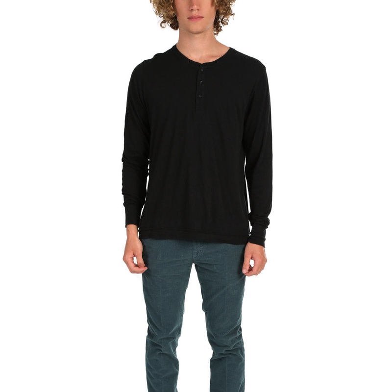 Long Sleeve Henley Black|XS|S|M|L|XL|XXL