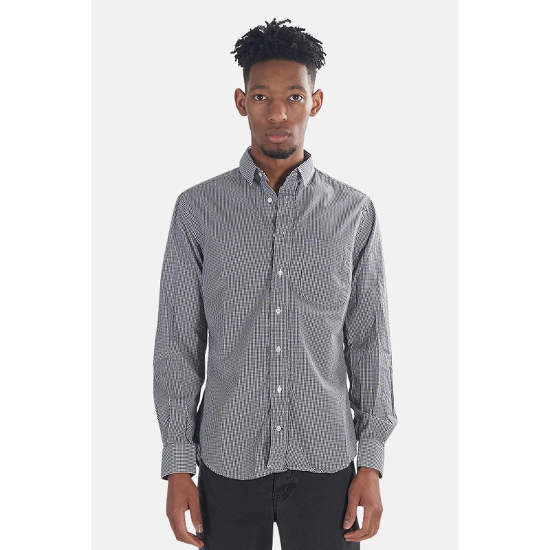 Macro Check Button Down Black/White