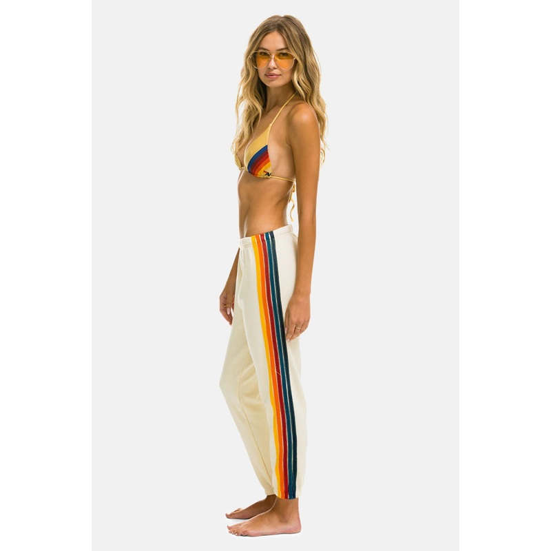 Women’s 5 Stripe Sweatpants Vintage White