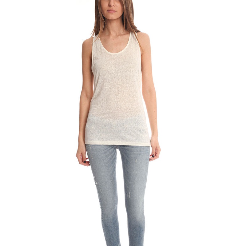 Bone White Acne Belief Linen Tank