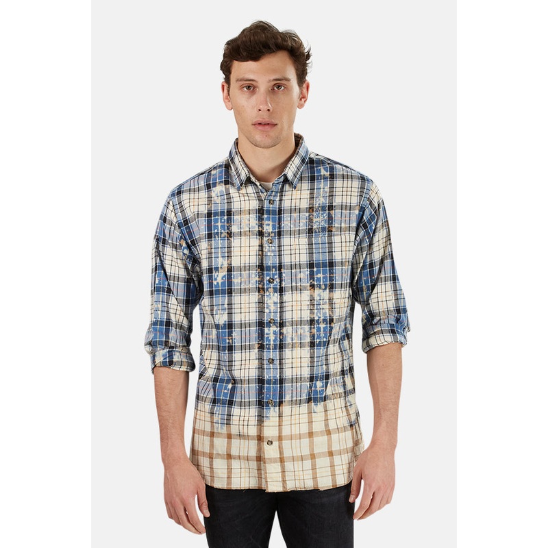 Dip Dyed Flannel Blue/Yellow|XXS|XS|S|M|L|XL|XXL|XXXL