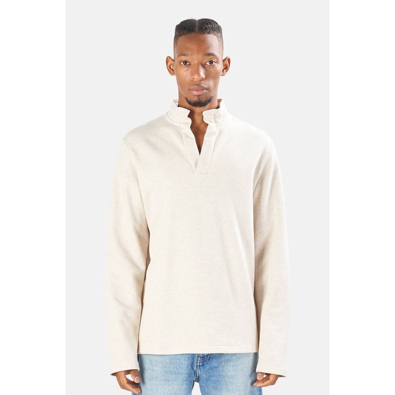Pop Collar Pullover Oatmeal Heather