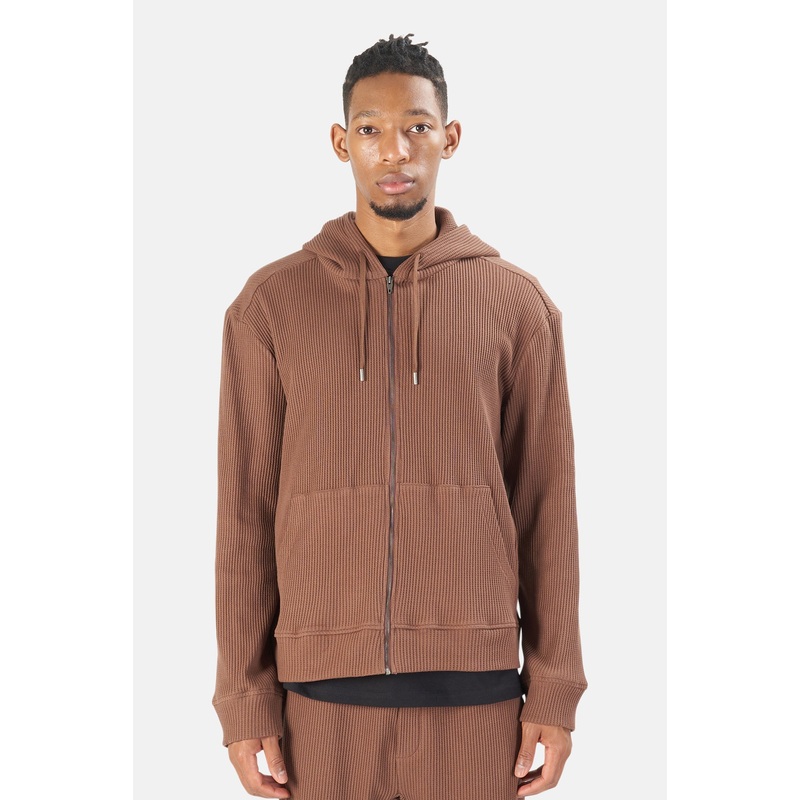 Waffle Zip Hoodie Mushroom|S|M|L|XL