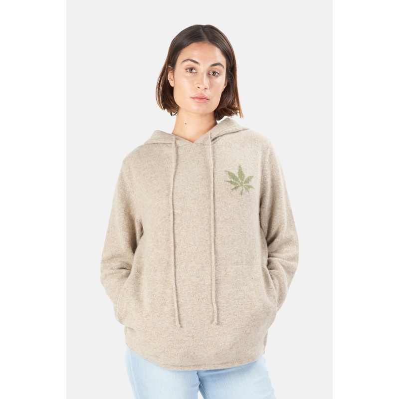 x Blue&Cream Leaf Cashmere Hoodie Oatmeal