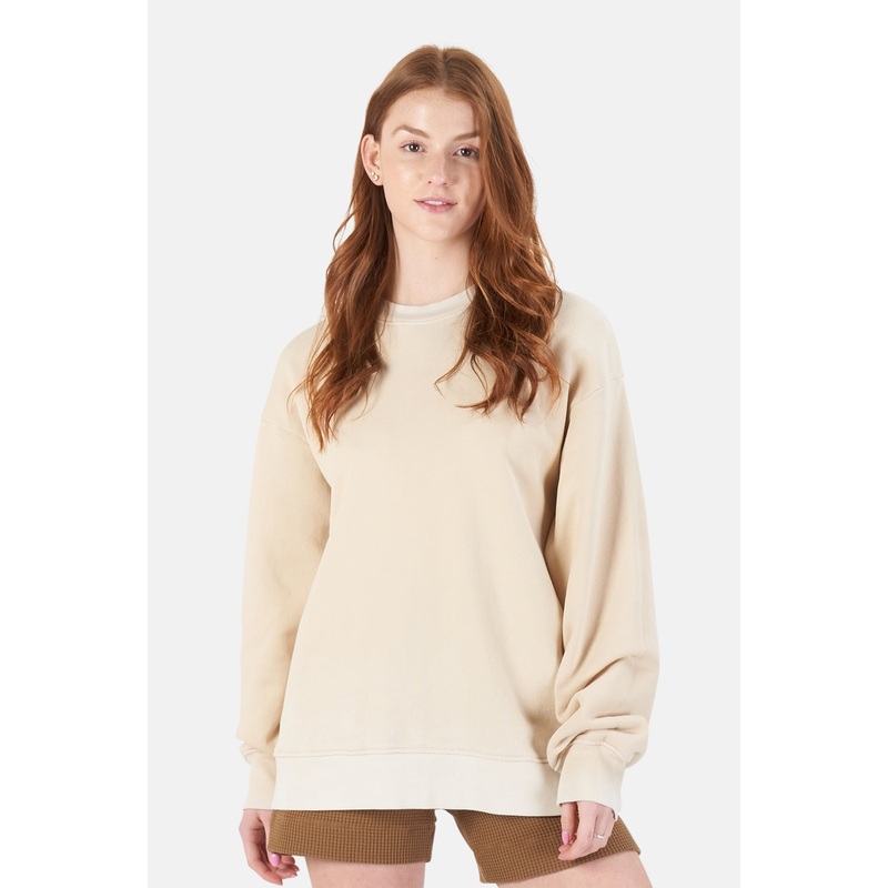 Brooklyn Oversized Crew Sweatshirt Vintage Oatmeal