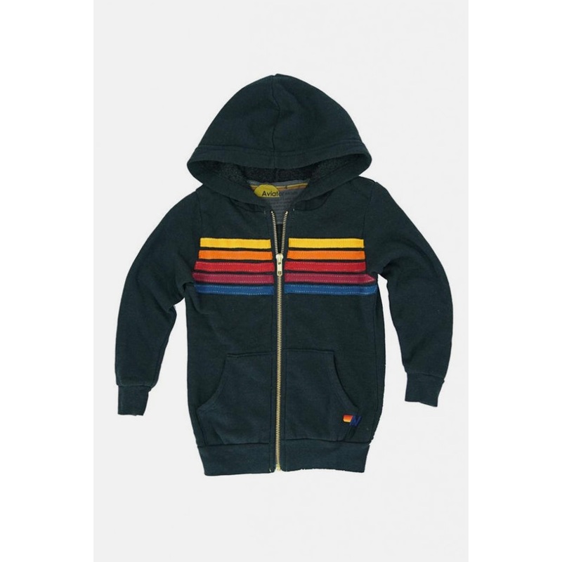 Kids 5 Stripe Hoodie Charcoal|2|4|6|8|10|12|14