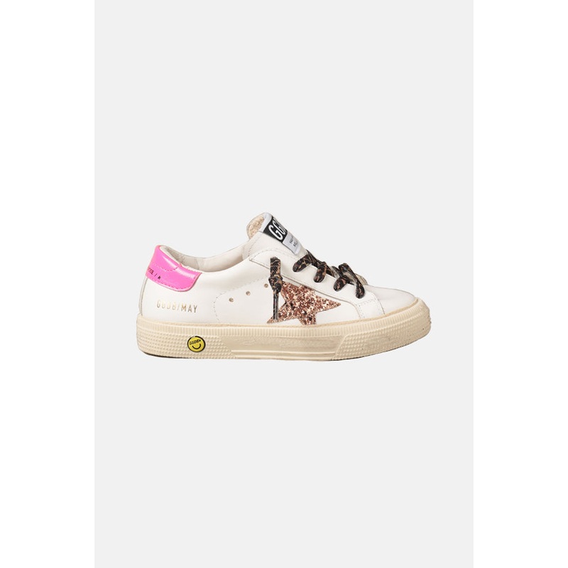 Kids May Low Top Sneaker White/Peach Star/Pink Heel