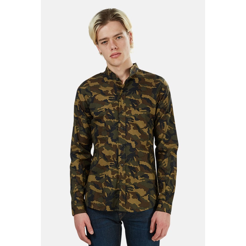 Mandarin Button Down Camo|XS|S|M|L|XL|XXL|XXXL
