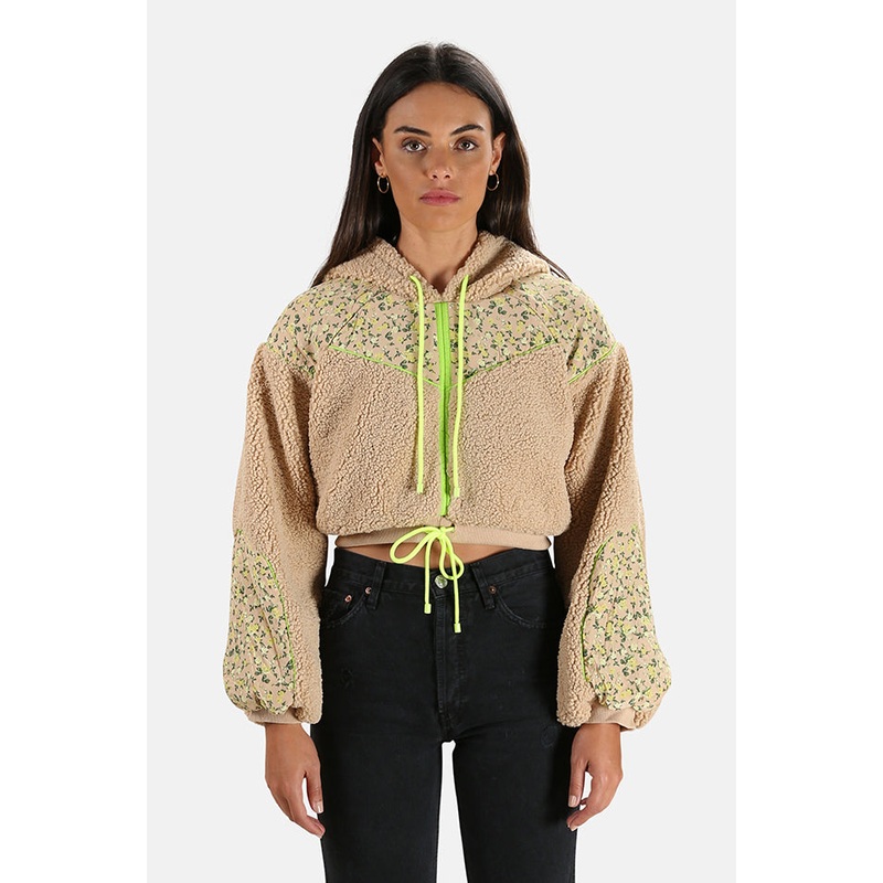Sloane Shearling Crop Hoodie Teddy