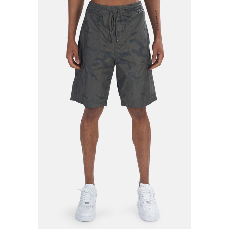 Tech Track Shorts Charcoal Camo