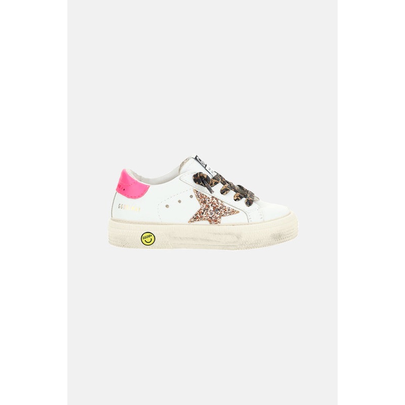 Toddler May Low Top Sneaker White/Peach Glitter Star/Pink Heel