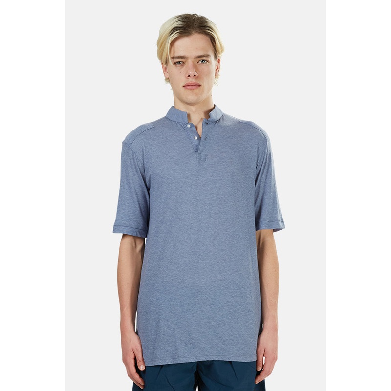 66 Pop Collar Polo Heather Blue