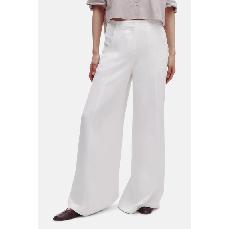 Dee’s Trouser in Coated Viscose Linen White