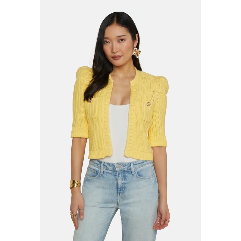 Delilah Cropped Cardigan Pale Yellow