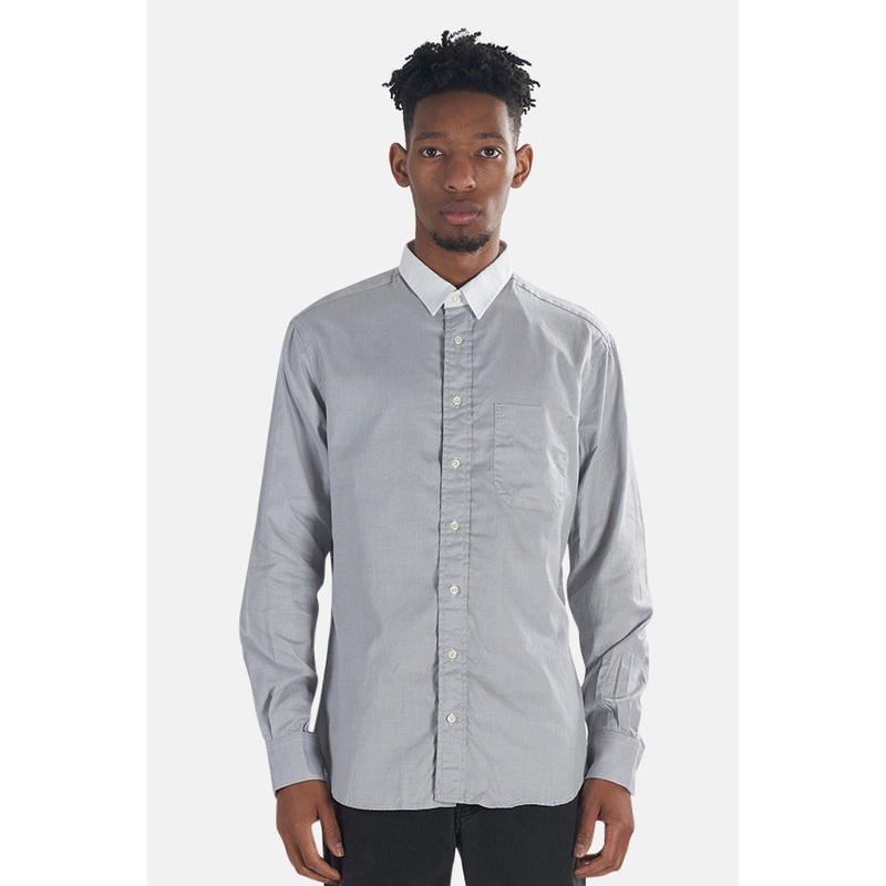 Key Collar Button Down Grey/White