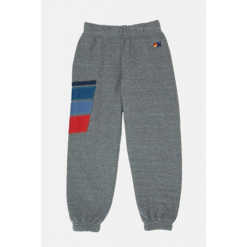 Kids Sport Sweatpants Heather Grey/Blue Stripe