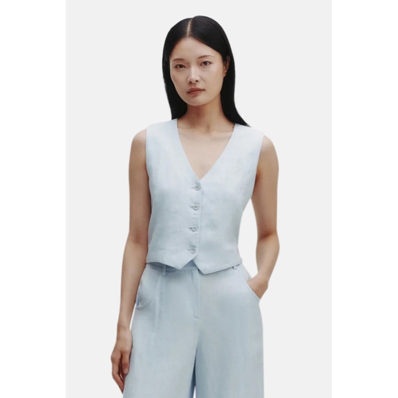 Kikis Linen Vest in Ice Melt|XS|S|M